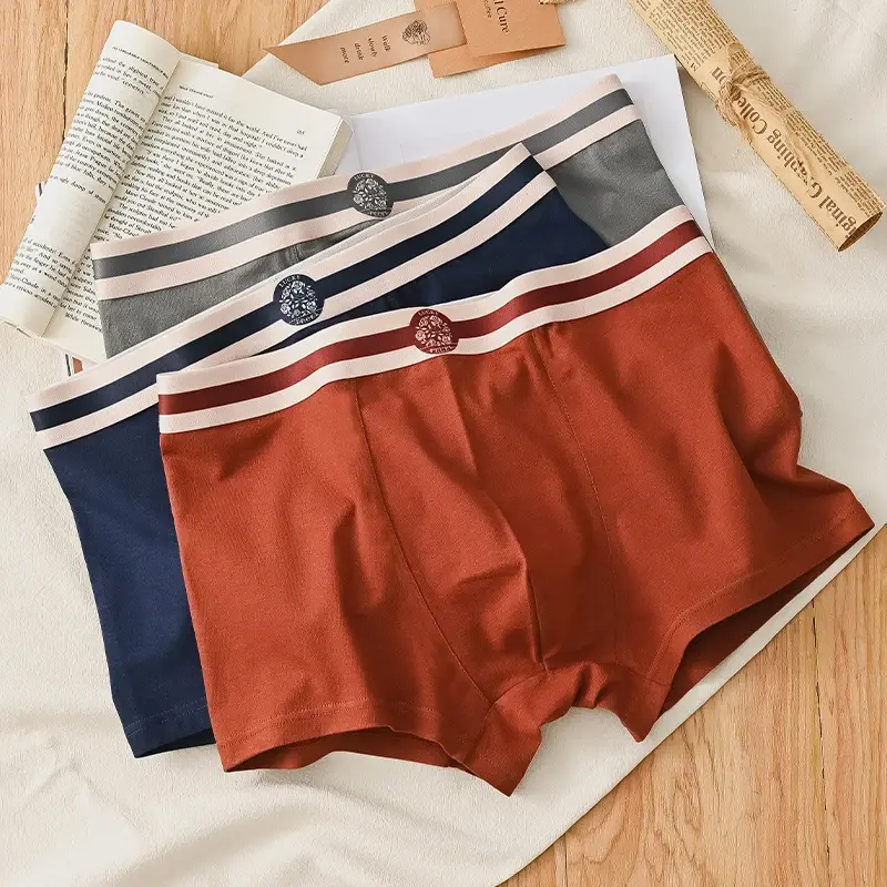 3PCS Seluar Dalam Lelaki Kapas Selesa Bernafas Cetak Label Bulat Fesyen Mudah Seluar Boxer Lelaki Kombinasi Seluar Dalam
