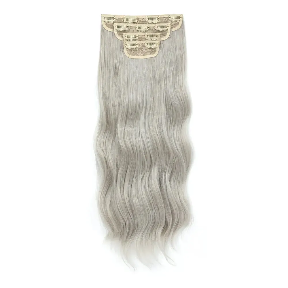 4Pcs/Set 11 Clips 22 Inches 220g Beach Waves Clip in Hair Extensions Sandy Blonde Champagne Heat Resistant Synthetic Hairpiece — image 18