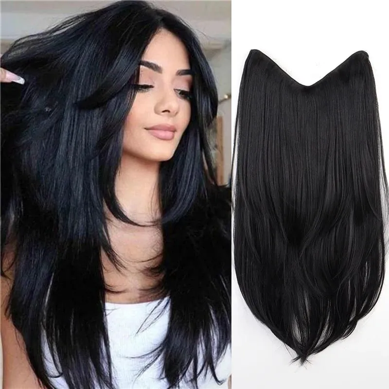 22Inch Synthetic V-Shape Long Straight Hair Extension Layered Hairpiece Natural Invisible Everyday Wear for Women Daily Party — image 2