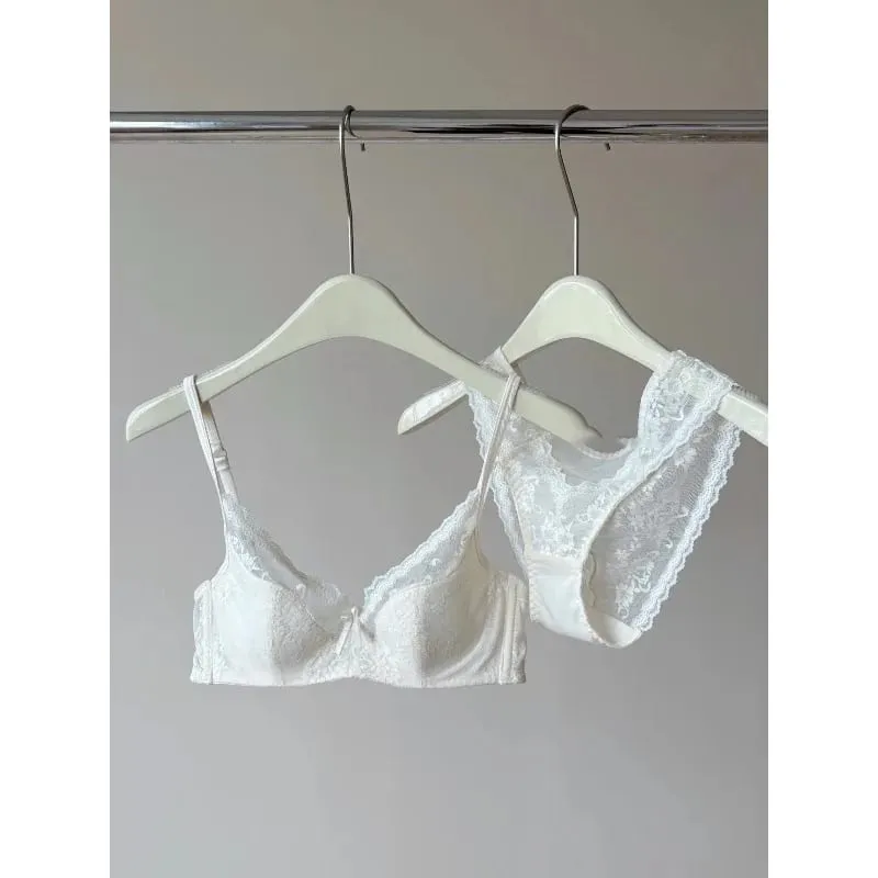 French Lace Underwire Bra Set | Half Cup Push Up Bra Large Bust Summer Lightweight Slimming Anti Sag Women‘s Lingerie BANERDANNI