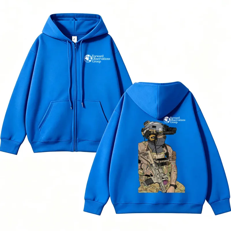 Forward Observations Group Graphi Zip Up Hoodie Fashion Skeleton Gothic Sportwear Men Women Fleece Loose Jackets Streetwear Male — image 7