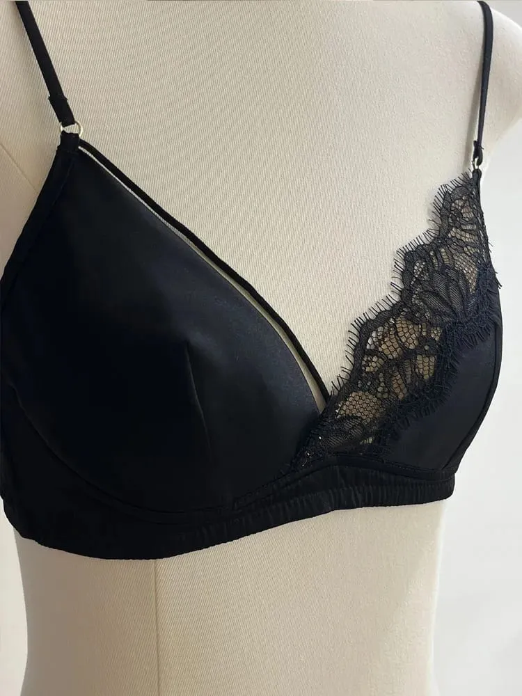 Spitzen-BH im französischen Stil, Bralette, kleine Brüste, ohne Bügel, Dreieck-Cup, dünner Träger, sexy Push-Up-Dessous-Set, Damenunterwäsche — image 3