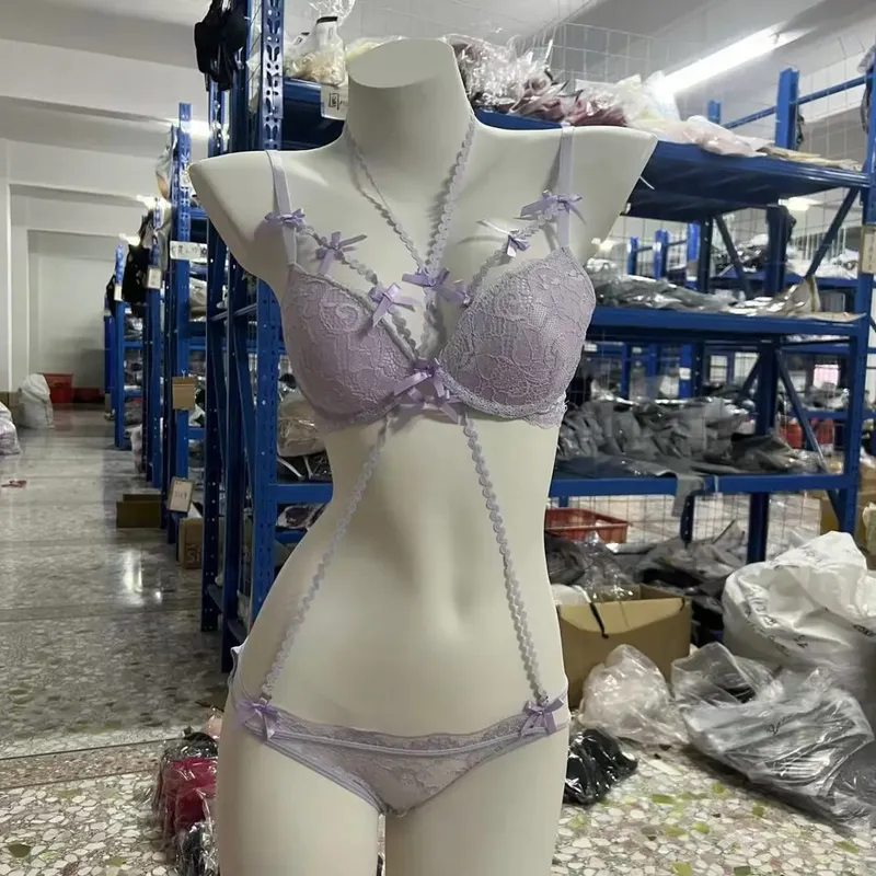 1. BANERDANNI Pure Style Femmes Lingerie Costume Violet Fine Sangle Bowknot Confort Sous-Vêtements Respirants Ensemble Taille 32-38 Vêtements Intimes
