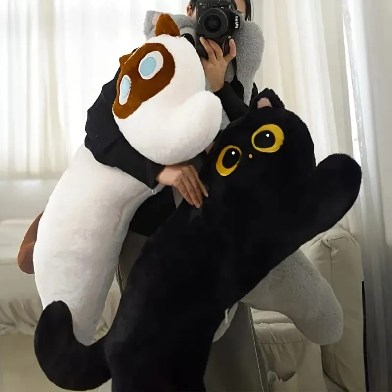 Black Cat Plush Long Pillow Bed Sleeping Pillow Dormitory Leg Clamp Cushion Sofa Stuffed Cat Doll Home Living Room Soft Pillow — image 5
