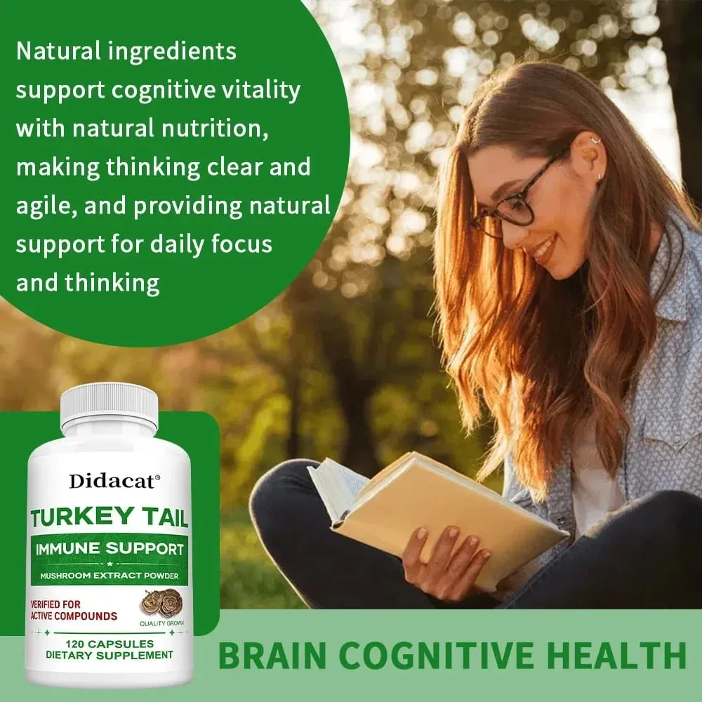 Turkey Tail Mushroom Supplement Boosts The Immune System Promotes Health and Vitality Vegan Non-GMO 120 Capsules — image 5