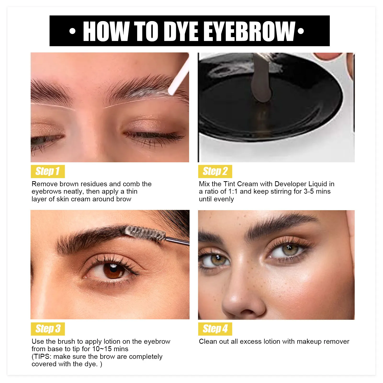 Eelhoe 2-en-1 ensemble de teinture de cils sourcils Lastin nourrissant soin des yeux maquillage durable Lifting imperméable cils plus épais Kits de teinture