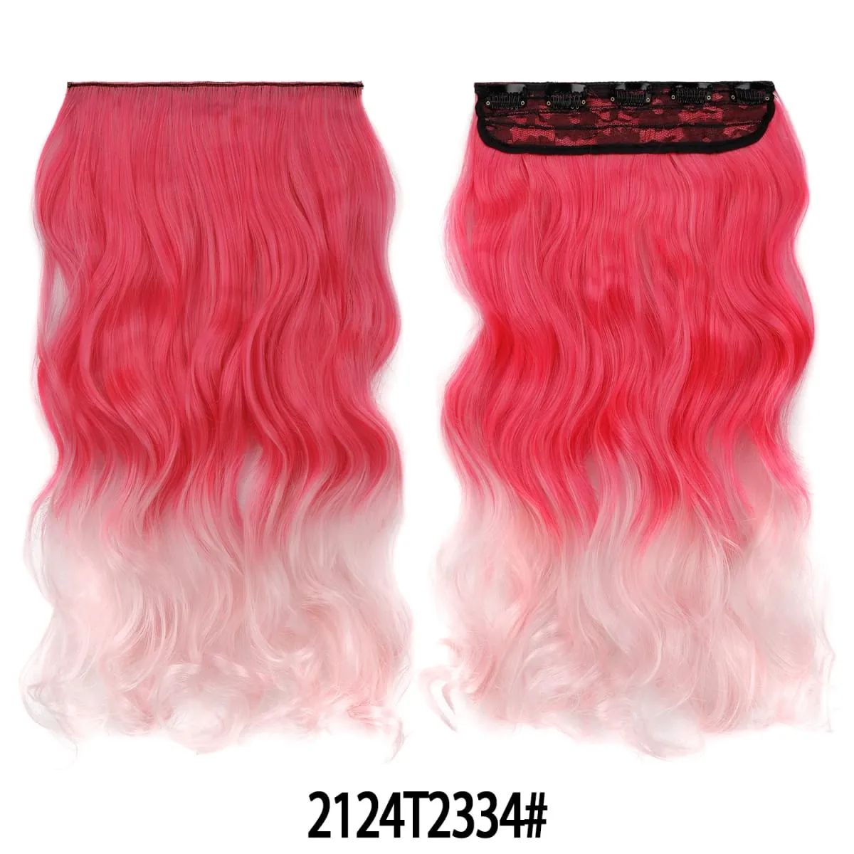 Jeedou Một Mảnh 5 Kẹp Lượn Sóng Ombre Kẹp Trong Tóc Dài Sóng Nước Tổng Hợp Xoăn Phần Lông Màu Cầu Vồng tóc