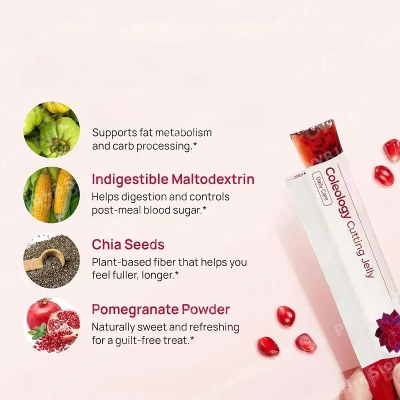 Coleology Cutting Stick Jelly Pomegranate Flavor with Plant Based Formula and Chia Seeds Help Stay Healthy 10packs Supplement — image 6