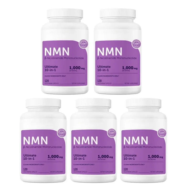 NMN Capsules 1000mg Complex with Resveratrol CoQ10 Glutathione & TMG for Daily Cellular Energy Support Non-GMO 120 Capsules