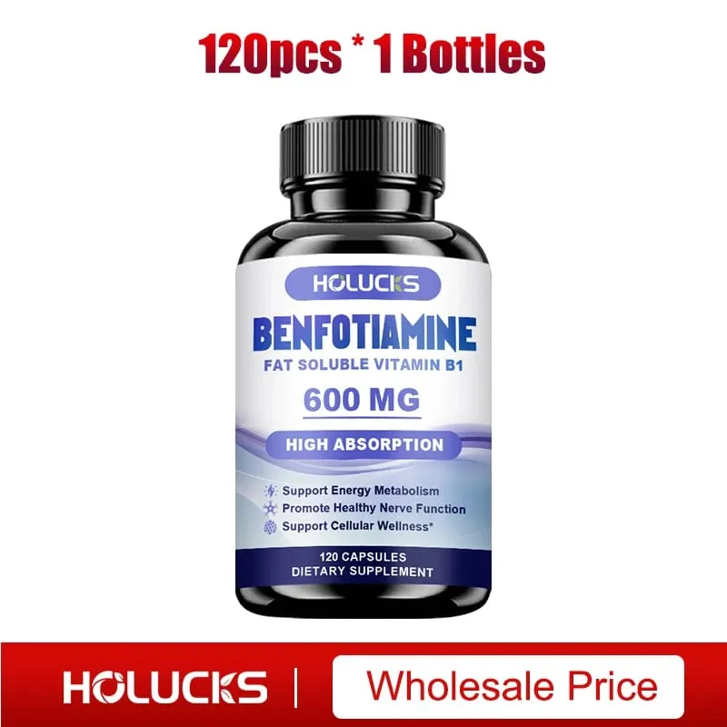 Benfotiamina 600mg | Doskonała wchłanialność witaminy B1 dla metabolizmu energetycznego i zdrowia nerwów | Suplement diety 120 kapsułek