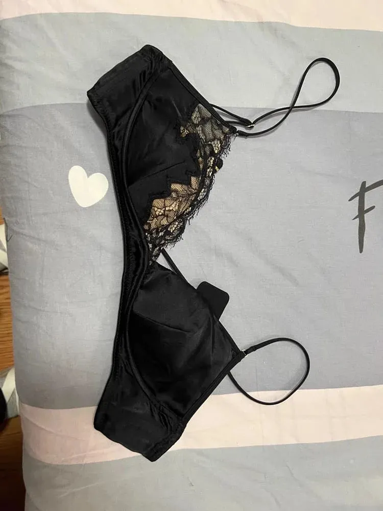 Spitzen-BH im französischen Stil, Bralette, kleine Brüste, ohne Bügel, Dreieck-Cup, dünner Träger, sexy Push-Up-Dessous-Set, Damenunterwäsche — image 2
