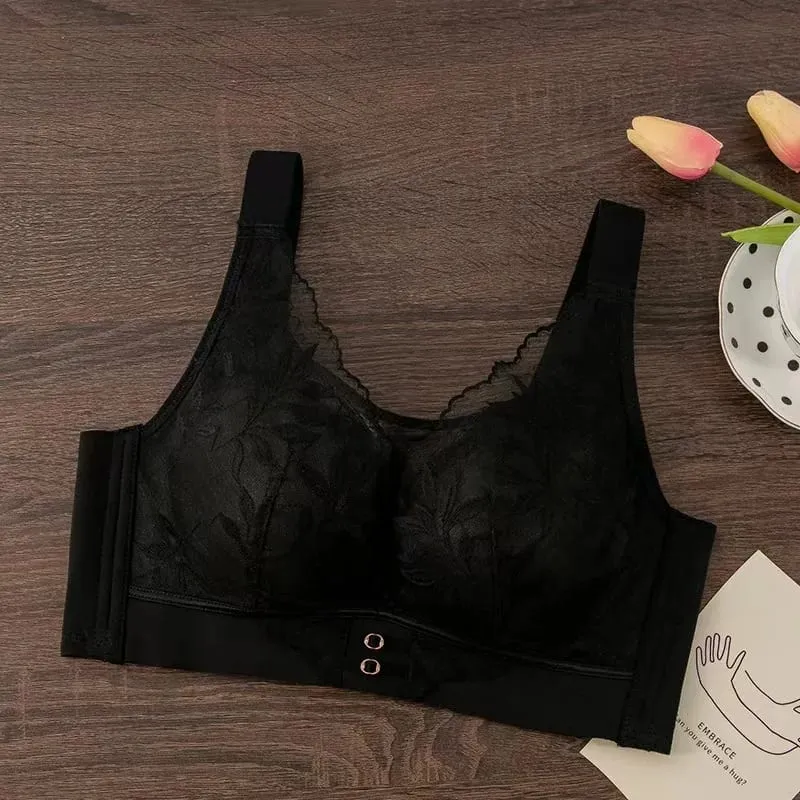 Plus Size Thin CD Cup Push up Bra Sexy Lace Wire-Free Soft Support Anti-Sagging Adjustable Lingerie Bra for Women — image 7