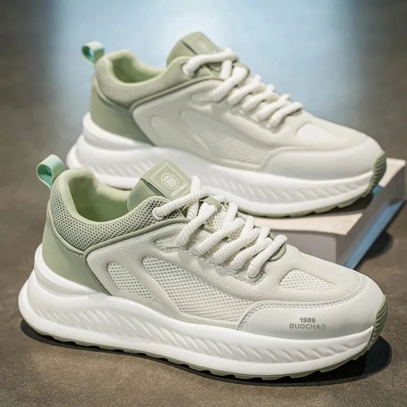 Spring Summer Men Sneakers Breathable Mesh Casual Shoes Platform Chunky Dad Footwear Lace Up Male Walking Running Shoes — image 5