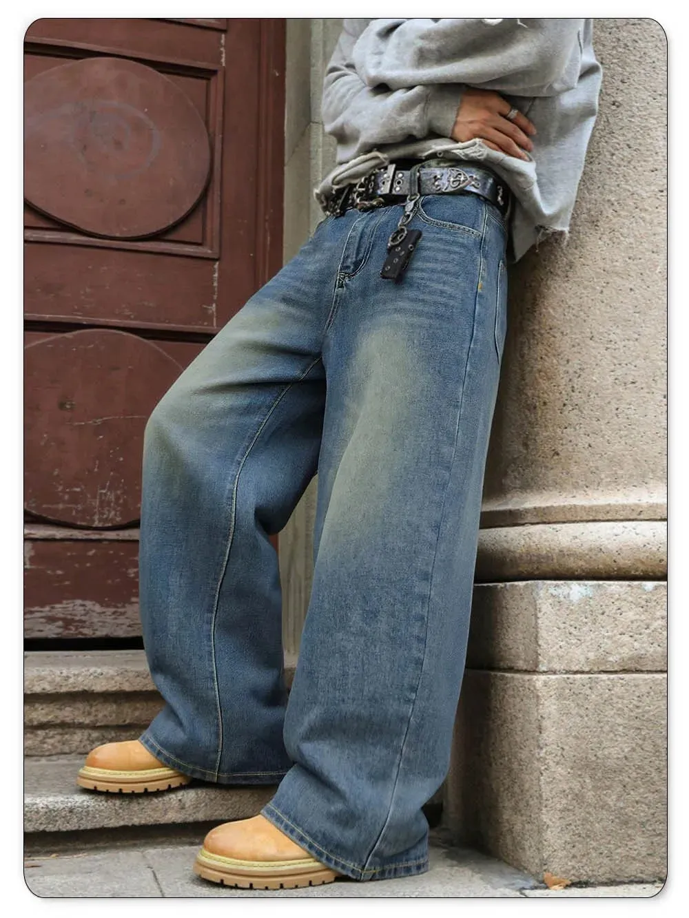 American Retro Men's Women's Ultra Baggy Wide Leg Jeans Four Seasons Street Oversized Fashion Denim Pants Unisex Clothes — image 9