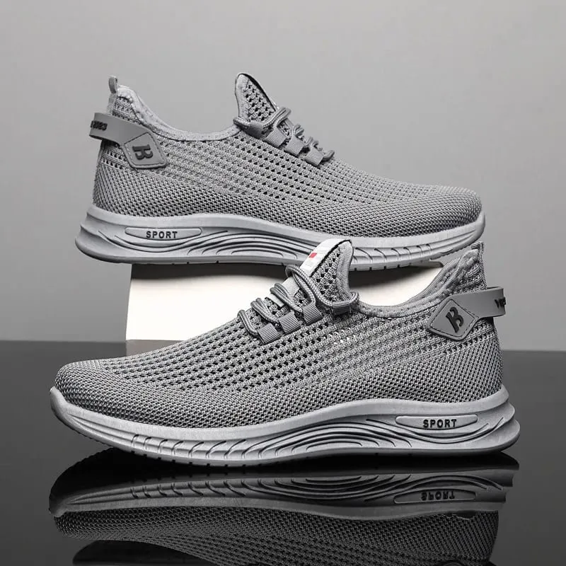 Fashion Men Knit Mesh Trainers Cushioned Soft Sole Non Slip Breathable Walking Sneakers Casual Outdoor Running Street Footwear — image 1