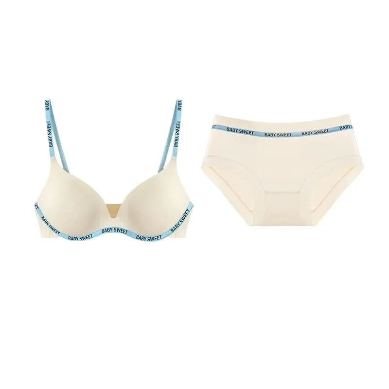 Seamless Bralette Set for Teens Wireless Comfort Push Up Padding Lightly Lined Pure Color Bra Panty Young Women Lingerie MOYISU — image 3