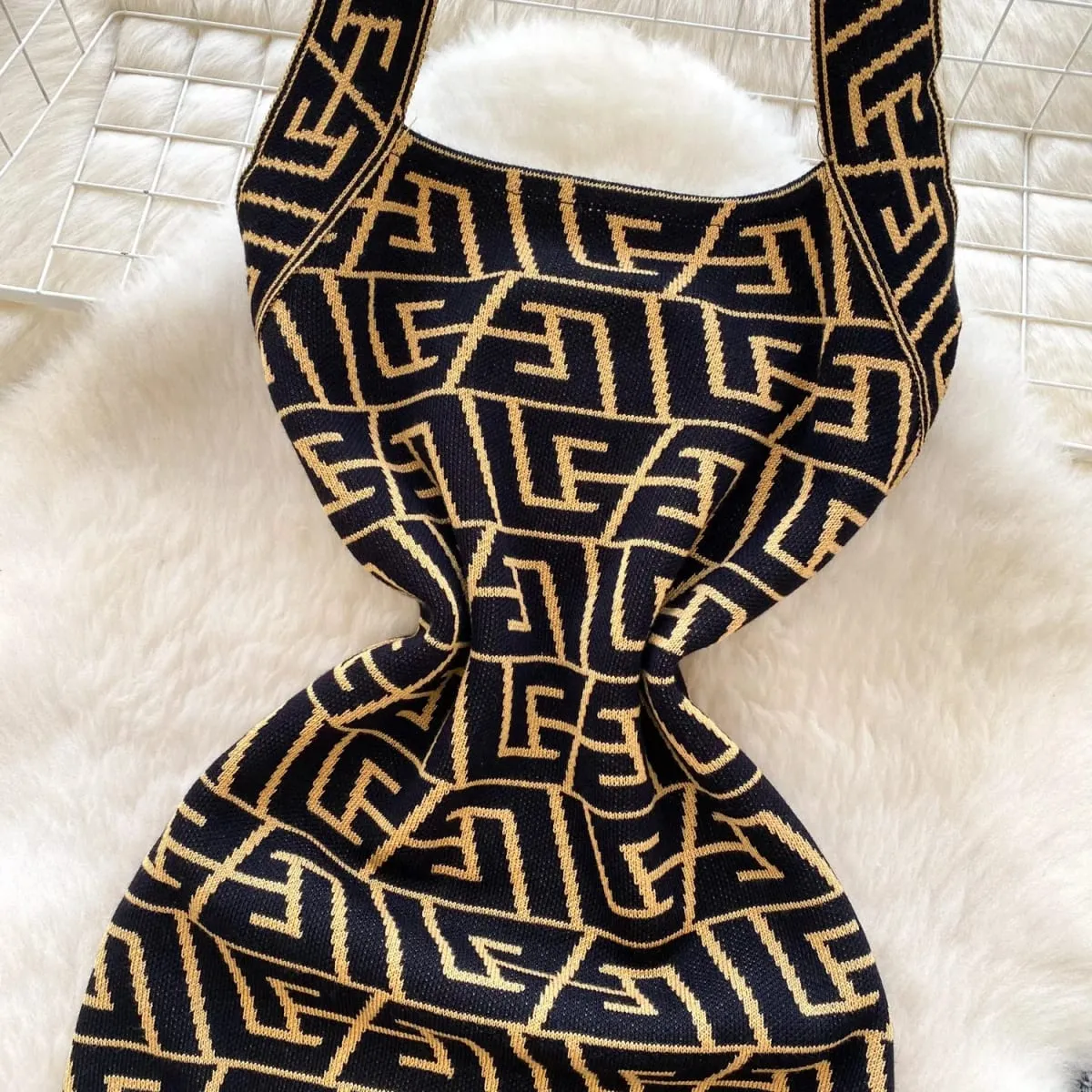 YuooMuoo Brand Fashion Summer Letters Knitted Halter Mini Dress Sexy Wrap Hips Backless Bodycon Party Dress Streetwear Outfits — image 6