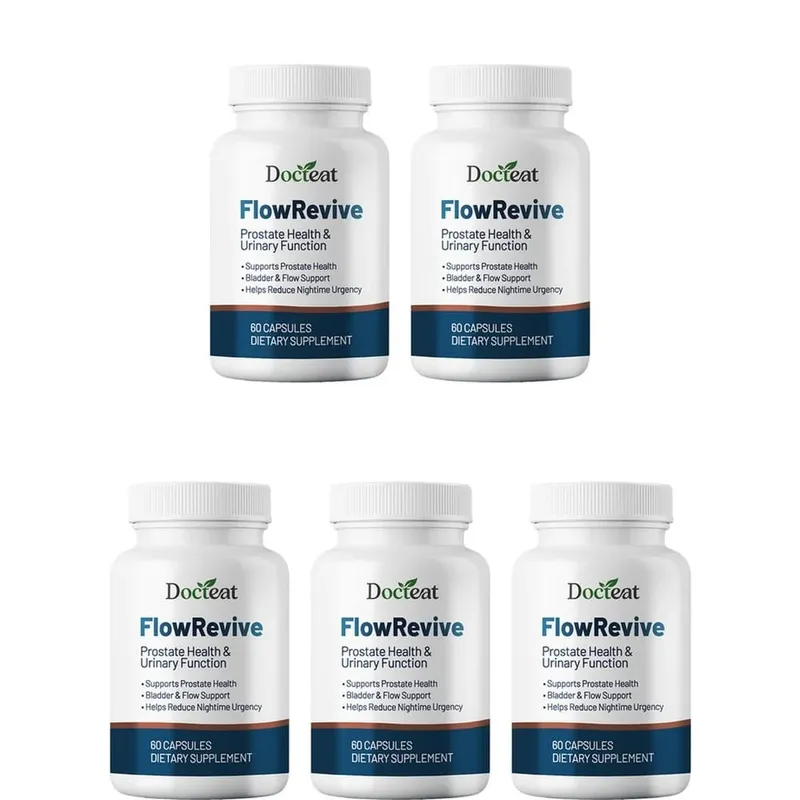 Docteat FlowRevive Prostate Health Urinary Function Botanical Capsules with Saw Palmetto and Pygeum Bark Extract 60 Capsules
