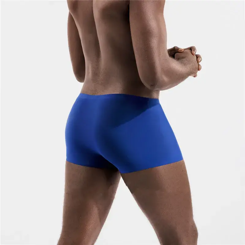 원활한 얼음 실크 복서 남자 솔리드 컬러 남성 속옷 울트라 얇은 섹시한 속옷 여름 멋진 트렁크 반바지 — image 2