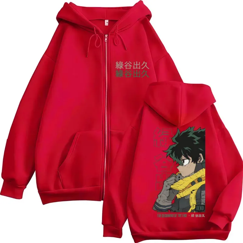 Anime My Hero Academia Deku Izuku Midoriya Zip Up Hoodies Men Women Fashion Harajuku Sportwear Casual Oversized Fleece Jackets — image 5