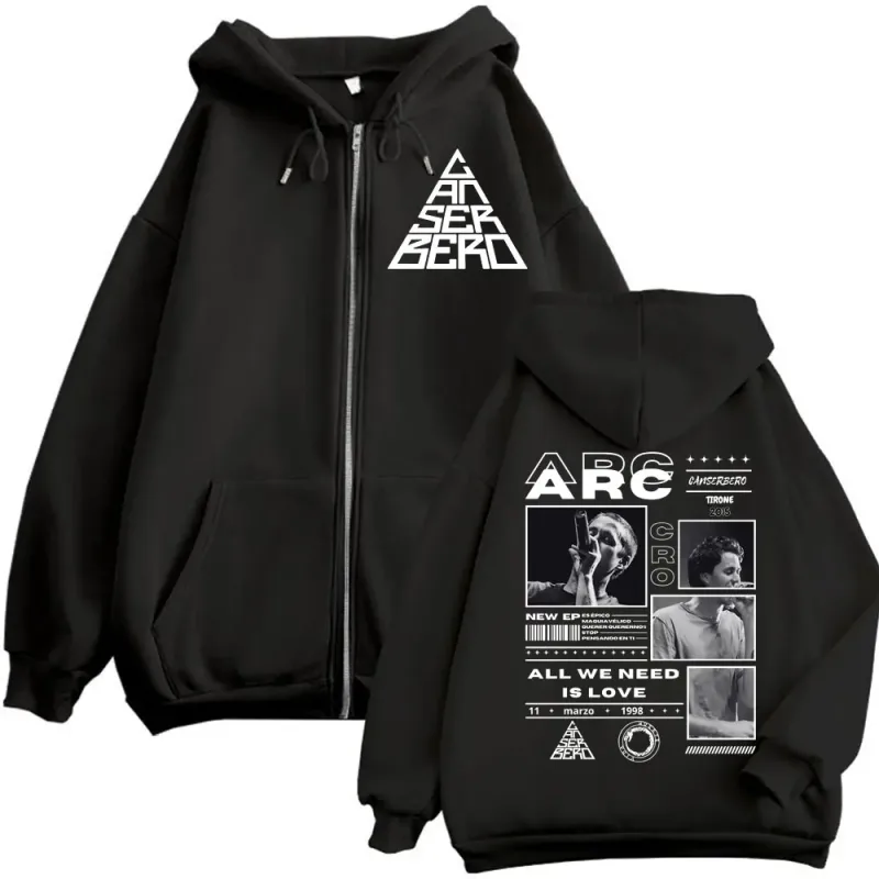 Canserbero Allt vi behöver är kärlek Muerte Vida Merch Zipper Hoodie Herrmode Hip Hop Zip Up Sweatshirts Casual Fleece Pullovers — image 9