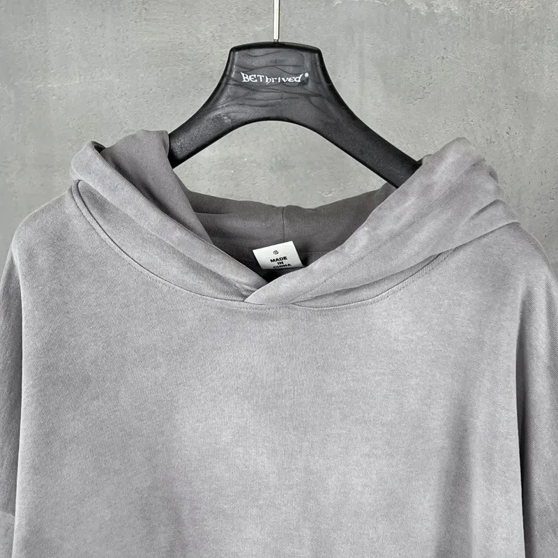 New Autumn Winter Men 400gsm Hoodies Streetwears High Street Heavy Weight Washed Cotton Sweatshirts Brand Tracksuit — image 5