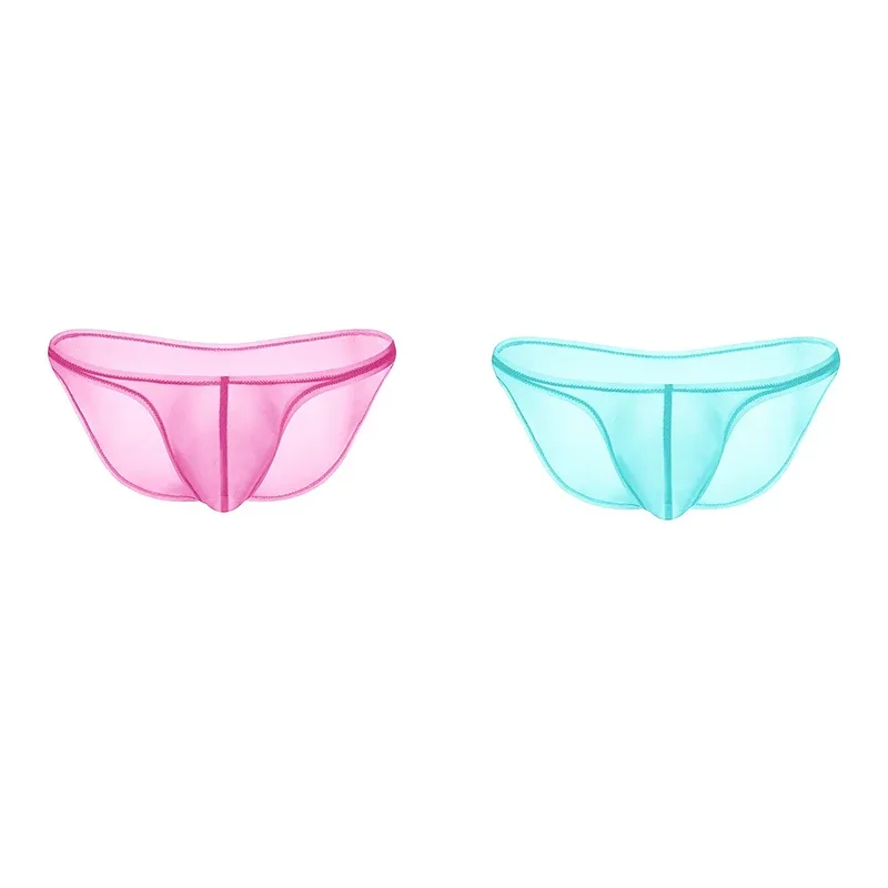 Men's Underwear Delicate Ice Silk Transparent Triangle Panties Personality Low Waist Briefs — image 14