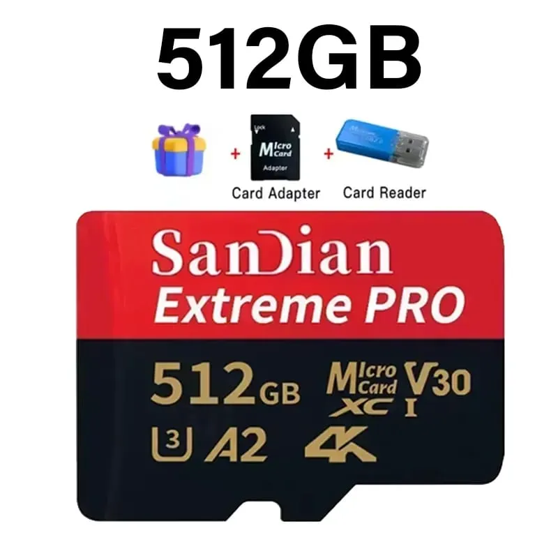 بطاقات ذاكرة SD مقاومة للماء فئة 10 U3 V30 مع محول USB 128 جيجابايت 512 جيجابايت بطاقة مايكرو TF/SD عالية السرعة للهاتف والكمبيوتر المحمول والكاميرا — image 9