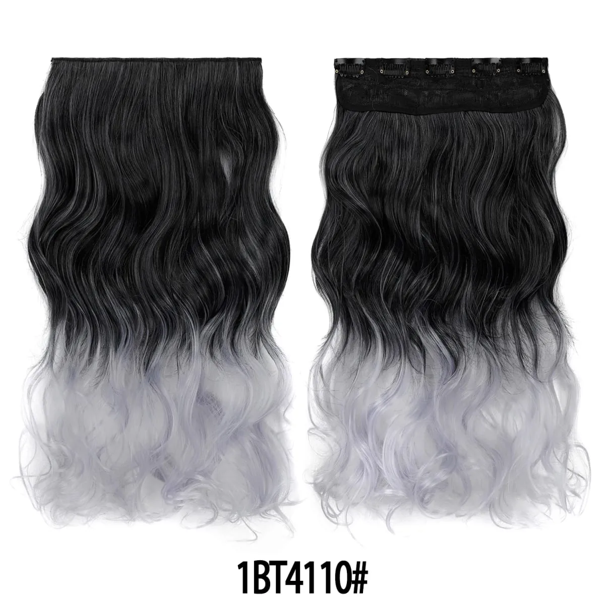 Jeedou Một Mảnh 5 Kẹp Lượn Sóng Ombre Kẹp Trong Tóc Dài Sóng Nước Tổng Hợp Xoăn Phần Lông Màu Cầu Vồng tóc