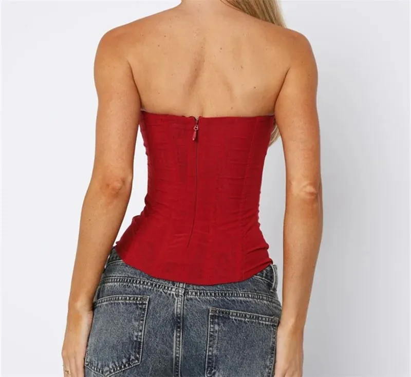 Women Y2K Sexy Slim Vest French High Street Elegant Backless Tank Top Summer Vintage Corset EGirl Solid Color Strapless Tube Top — image 6