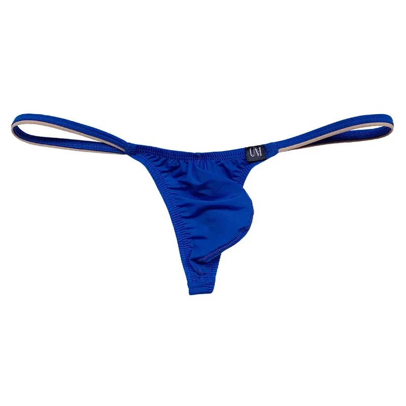 Men's Ice Silk Thin Strap Thong Underwear Low Waist Sexy Breathable Bulge Pouch T-Back Briefs Panties 0116 — image 9