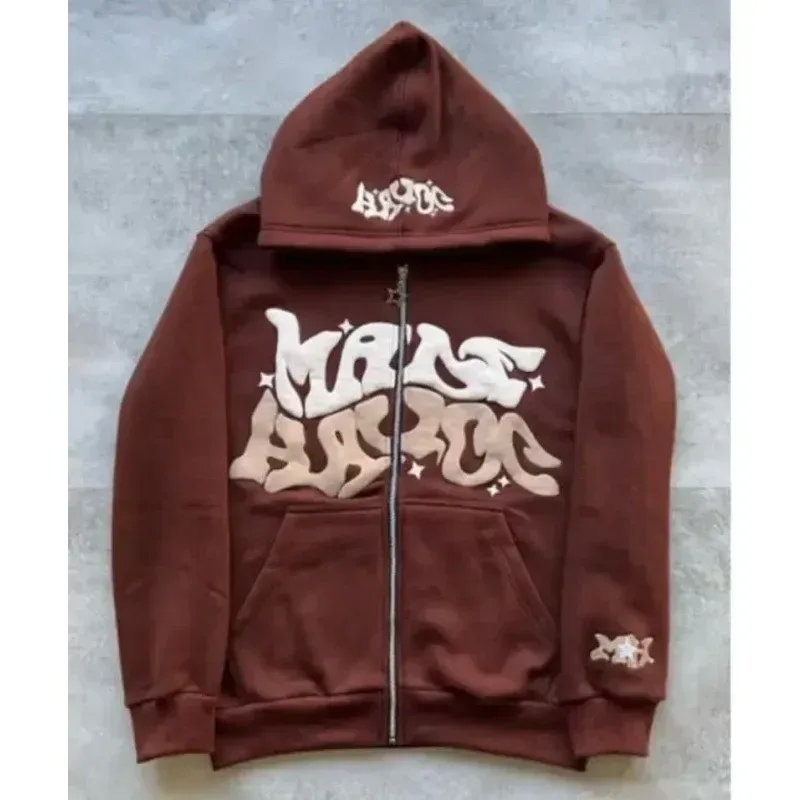2026 European and American Fashion Fleece Print Zippered Hooded Sweatshirt for Men and Women Casual Multi-Functional Sports Top — image 8