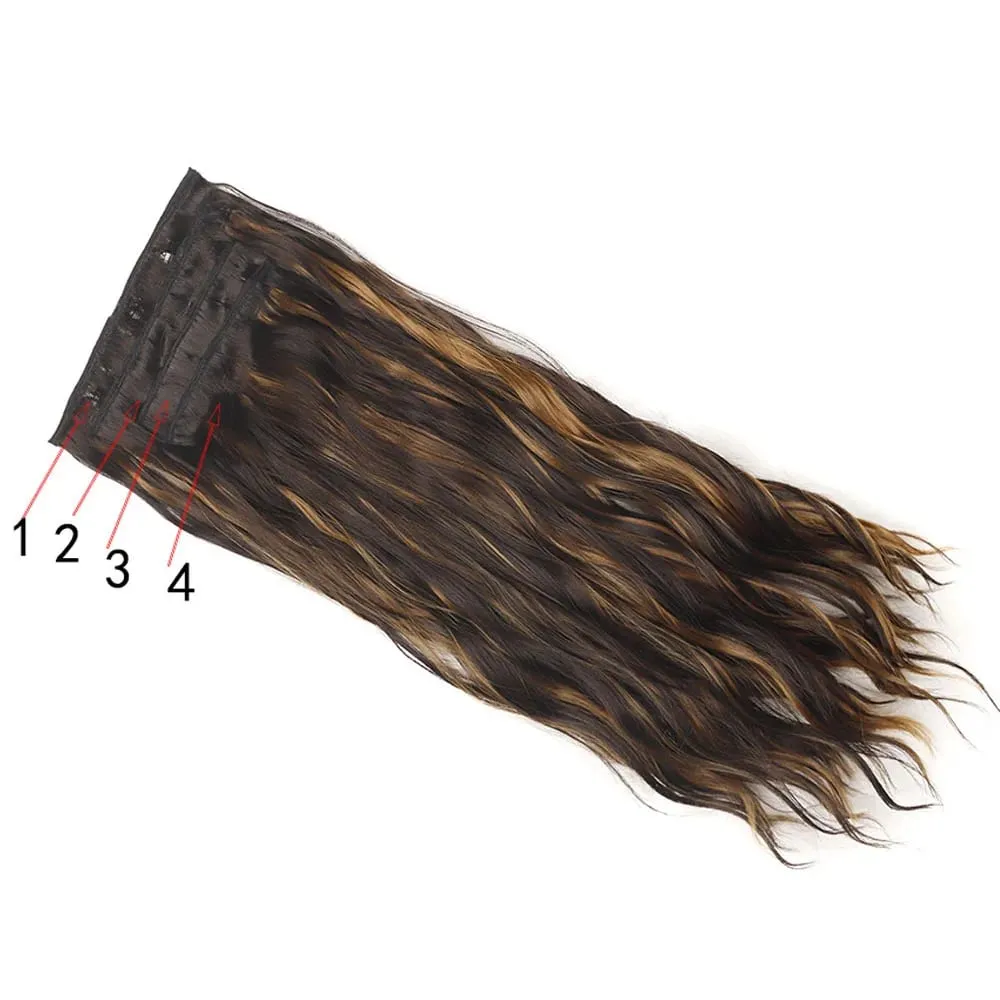 Jeedou Clip in Hair Extensions 4Piece/Set Synthetic Long Wavy Thick Hair Bouncy Curly Full Head Hairpiece Natural Looking — image 3