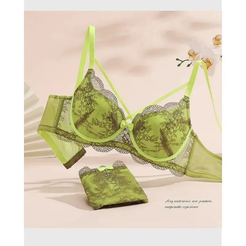 Sexy Minimizer Bra Set Full Cup Ultra Thin Lace Gathered Plus Size 34-42 Big Breast To Small Breast Support Comfort Lingerie — image 3