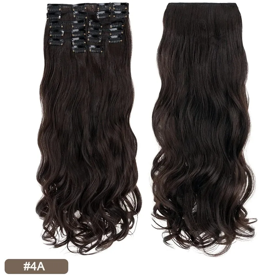180g 12PCS Wavy Clip in Hair Extensions 22" Long Synthetic Thick Clip On Hair Extensions for Women Full Head Hairpiece — image 9
