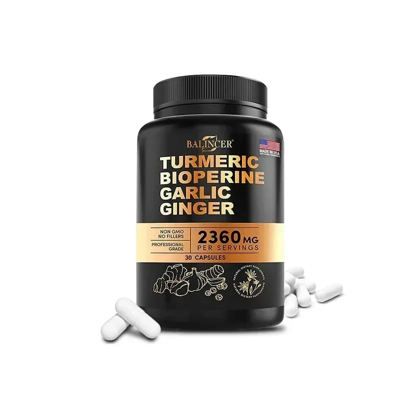 Turmeric Curcumin Capsules - Ginger Garlic & Black Pepper Natural Antioxidant for Joint Mobility Digestive & Immune Wellness