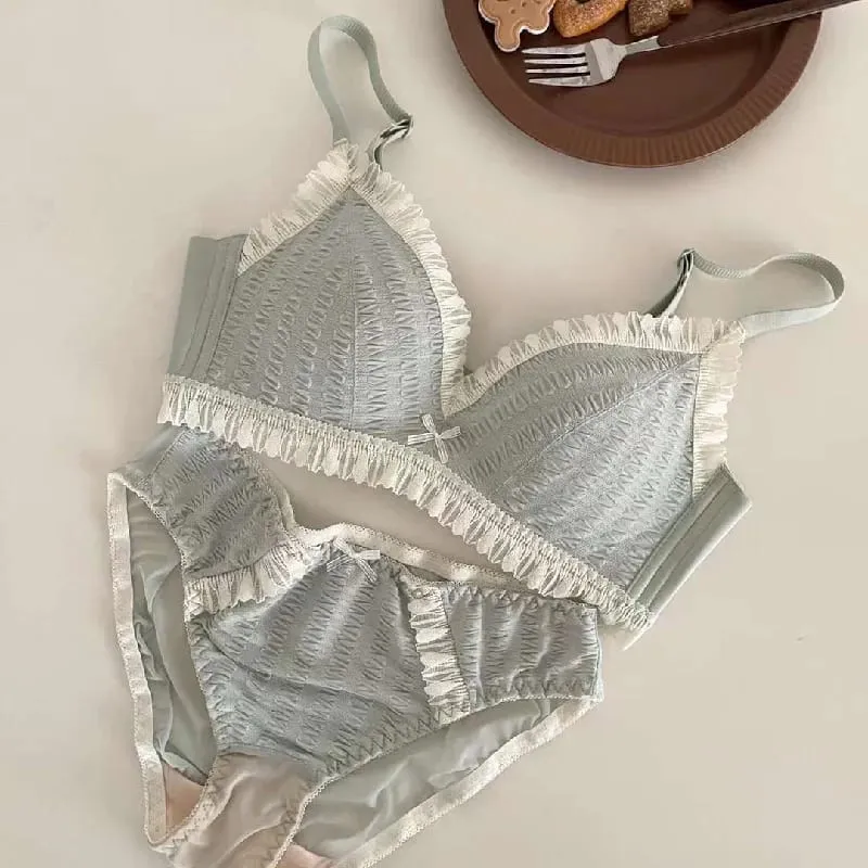 Young Girls Intimates 2026 New Small Comfortable Lingerie Seamless One-Piece Bra And Panty Sets Lace Bow Woman Underwear — image 8