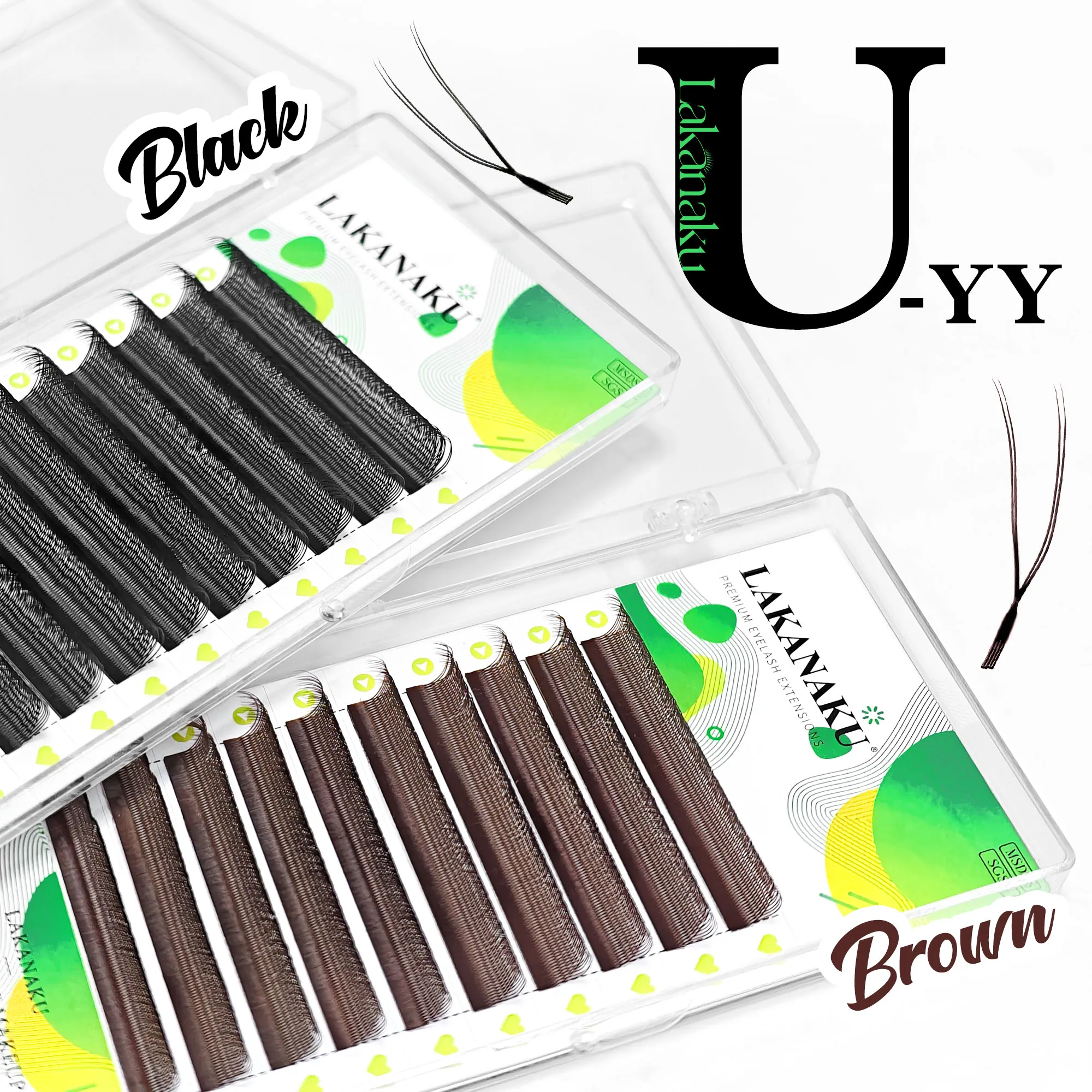 Dark Brown U Shape YY Lashes Brown Premade Eye Lashes Extensions Fio U 2D Clover Cilios — image 5