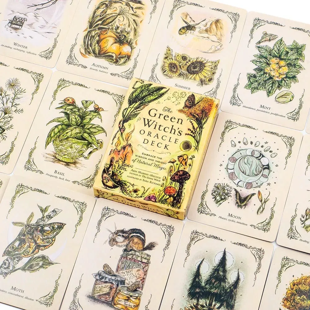 the Green Witch's 50Pcs Oracle Deck Set - Tabletop Cards for Group Party Games Precognition & Divination 10.3x7.3cm