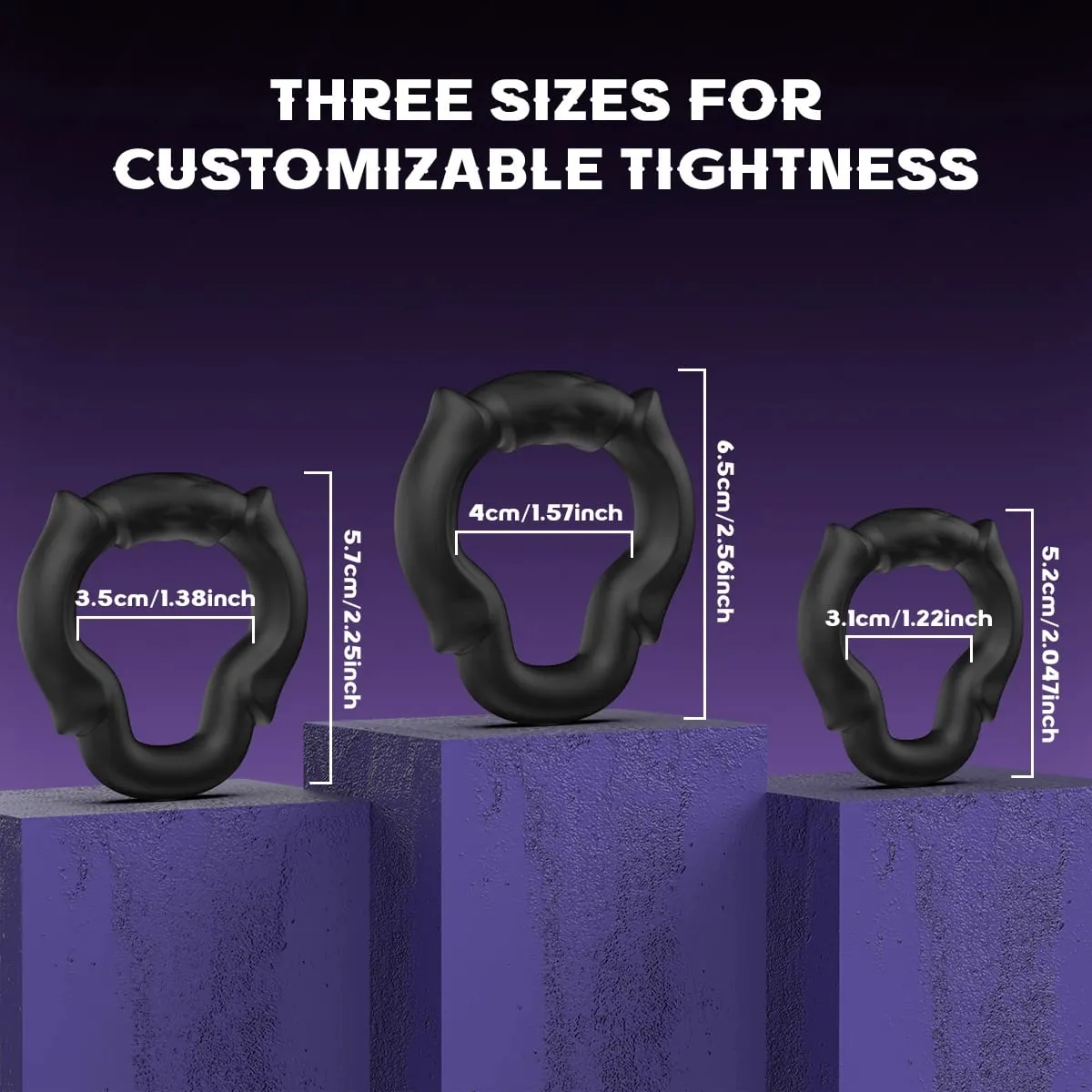 3 PCS Sizes Silicone Penis Rings Male Cock Ring for Erection Enhancing Long Lasting Stronger Adult Sex Toys for Men Couples 18+