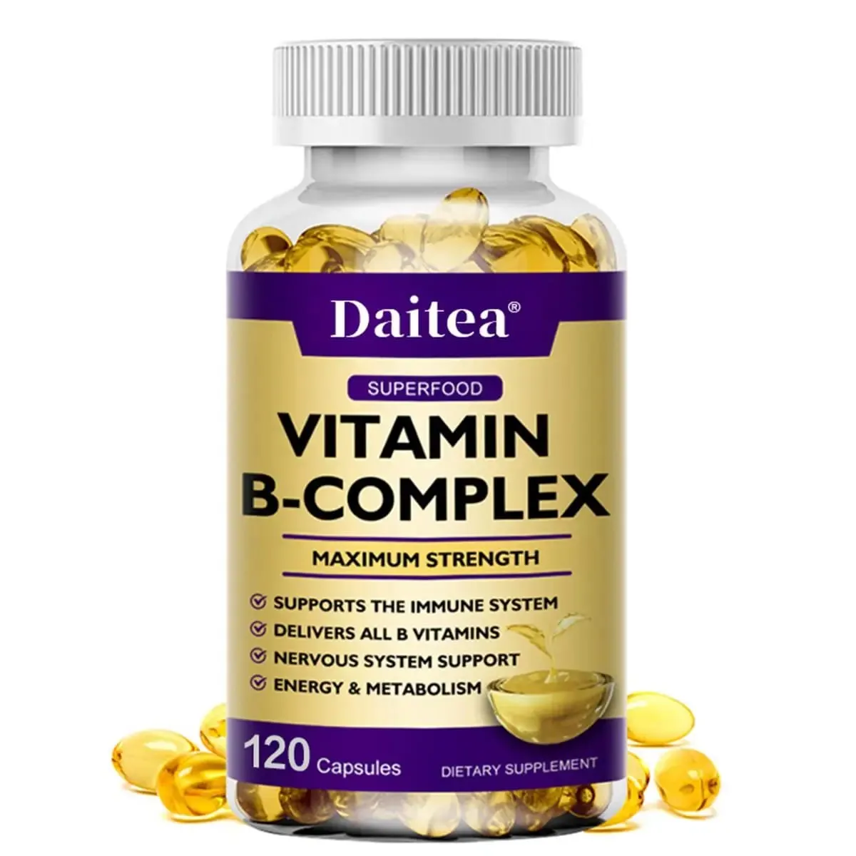 Vitamin B-Complex Capsules - Energy Immune & Nervous System Support Relieve Stress Improve Digestion — image 2