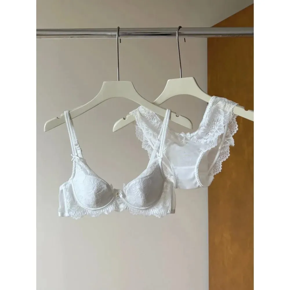 Fialová francouzská krajka Vyšívání podprsenky Měkká kostice Minimizer Big Bust Lift Anti Sag Gathering Support Denní spodní prádlo 32-38 Set podprsenky
