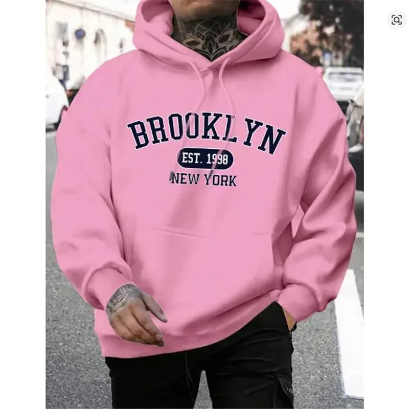 Felpe con cappuccio da uomo con stampa Brooklyn Est 1998 New York Felpa con cappuccio girocollo Harajuku Felpa con cappuccio oversize alla moda Tuta comoda autunnale
