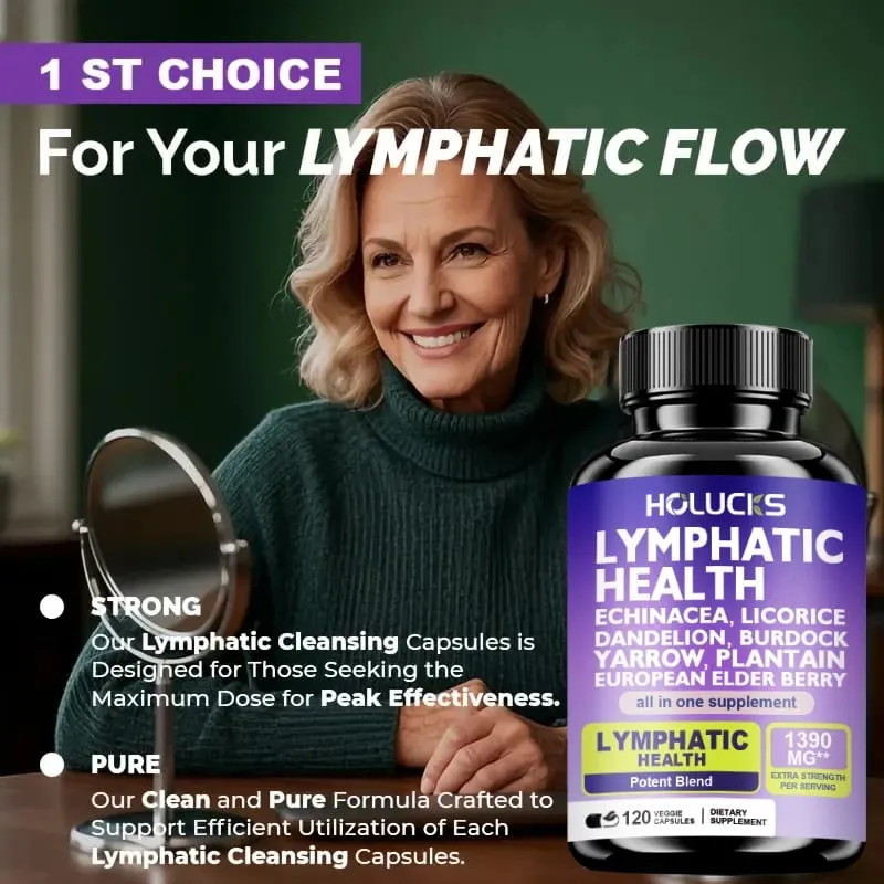 Lymphatic Capsules 1300mg Supplement Support Aids Lipedema Hormone Balance Natural Detox for Clear Skin & Vitality — image 7