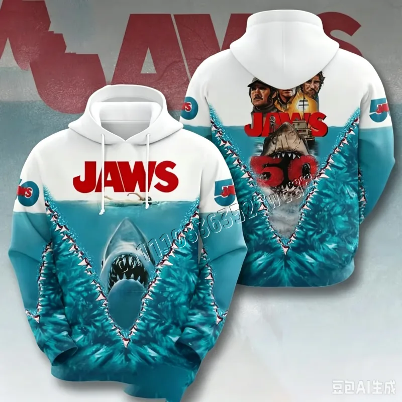 2026/27 Men Hoodies Jaws Horror Film Hoodie Men Women Fashion Hoodies Casual Hoodie Sweatshirt Shark Coat Sudadera Men Clothing — image 3