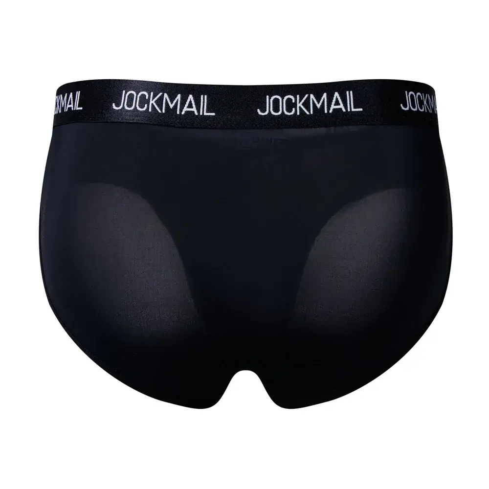 Jockmail Мужское нижнее белье с низкой талией Сексуальные спортивные дышащие летние трусы из ледяного шелка Большая сумка Нейлоновые однотонные мужские трусики — image 31