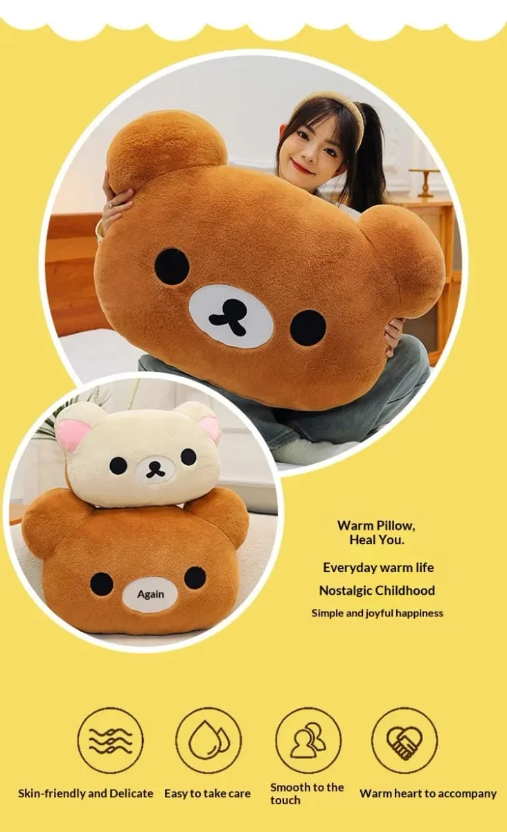 Best-Selling 40cm Kawaii Rilakkuma Plush Warm Hand Pillow Cartoon Bear Peluche Stuffed Toy Room Decorations Popular Gift — image 8