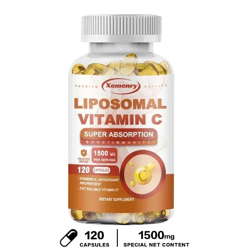 Liposomal Vitamin C Capsules - Powerful Antioxidant Promotes Collagen Production Skin Glow Supports Heart Immune Health
