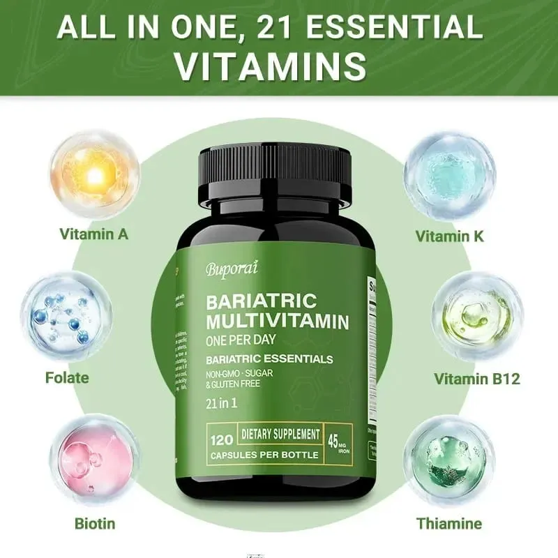 Bariatric Multivitamin Supplement - Maintaining Energy Levels Promote Bone and Overall Health - Contains 21 Vitamins & Minerals