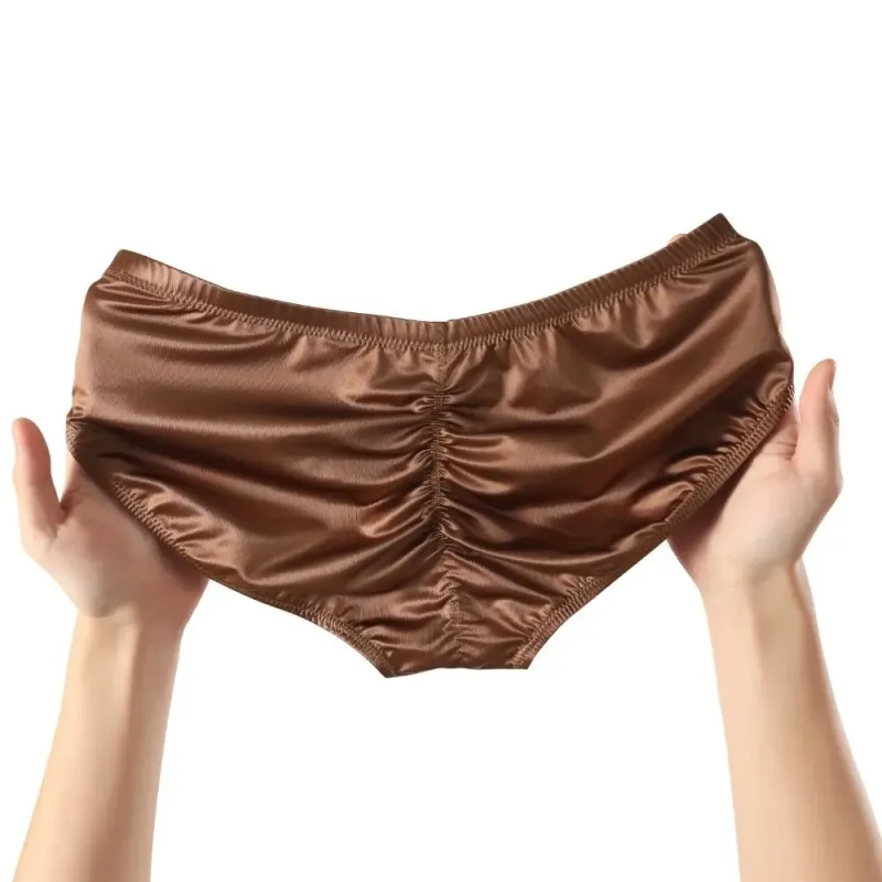Smooth Low Waist Male Underwear Ice Silk Bulge Pouch Satin Silk Briefs Glossy Shiny Lingerie Men's Triangle Panties Youth — image 5